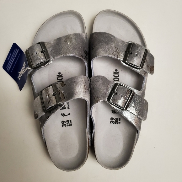 birkenstock vintage metallic gray silver